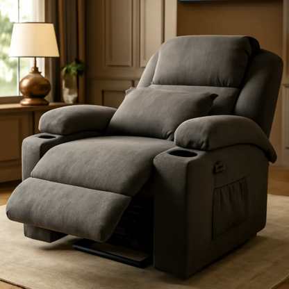 Sillón Masajeador, Reclinable, Calentador y Elevador Eléctrico Gris