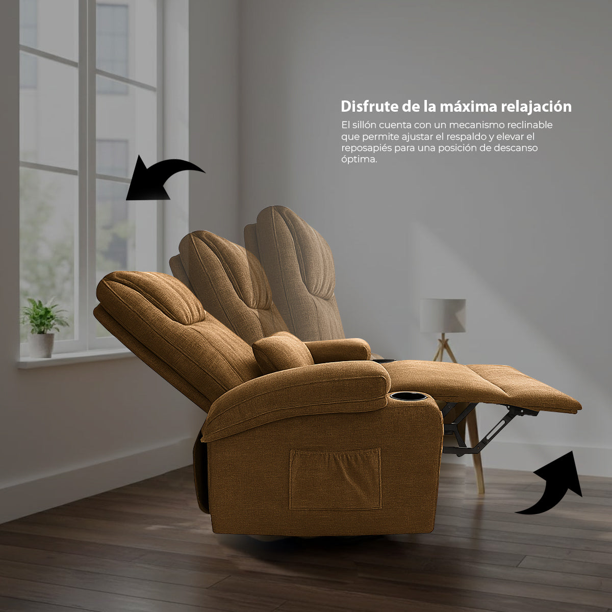 Sillón Masajeador Reclinable, Calentador y con Elevador Electrico Color Chocolate